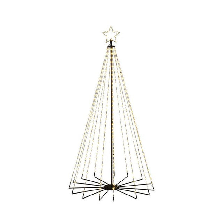 Juletre 180 cm i metall med toppstjerne og lys IP44 - Utendørs-Julebelysning dekor og pynt ute-Konstsmide-Svart-4794-800-Lightup.no