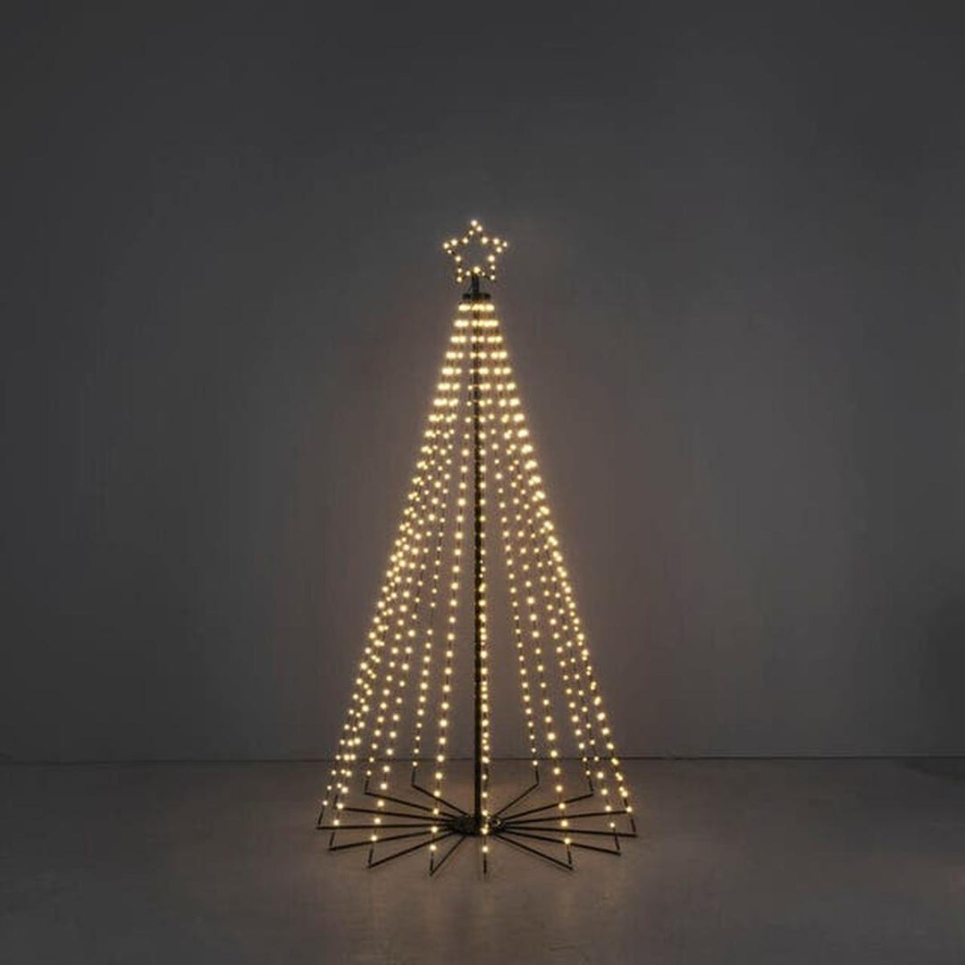 Juletre 180 cm i metall med toppstjerne og lys IP44 - Utendørs-Julebelysning dekor og pynt ute-Konstsmide-Svart-4794-800-Lightup.no