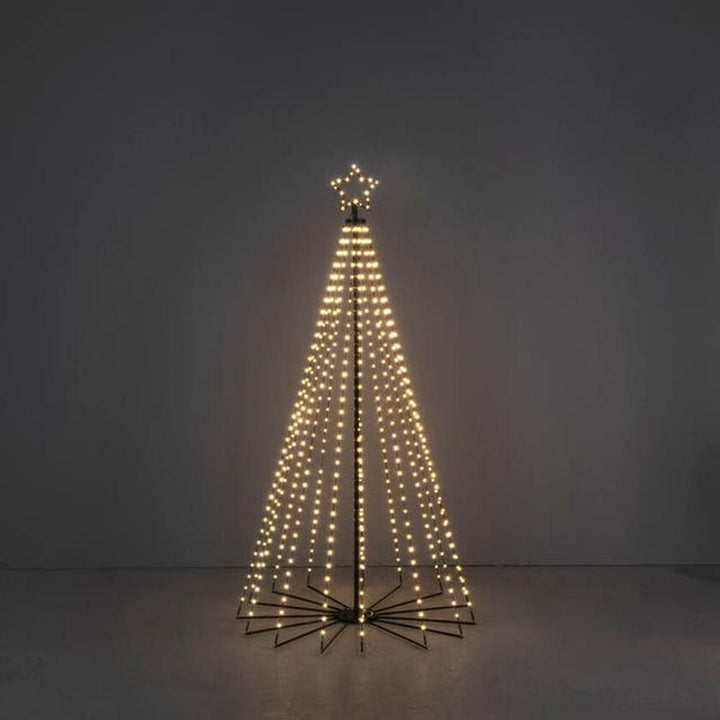 Juletre 180 cm i metall med toppstjerne og lys IP44 - Utendørs-Julebelysning dekor og pynt ute-Konstsmide-Svart-4794-800-Lightup.no