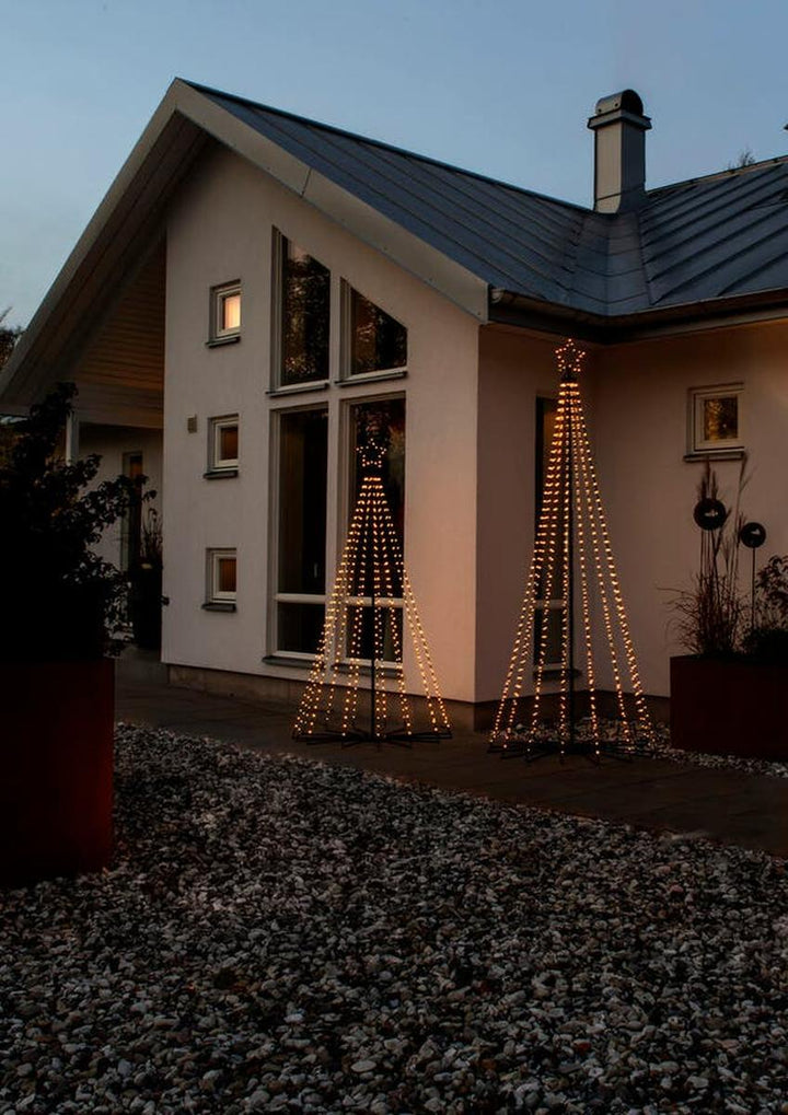 Juletre 180 cm i metall med toppstjerne og lys IP44 - Utendørs-Julebelysning dekor og pynt ute-Konstsmide-Svart-4794-800-Lightup.no