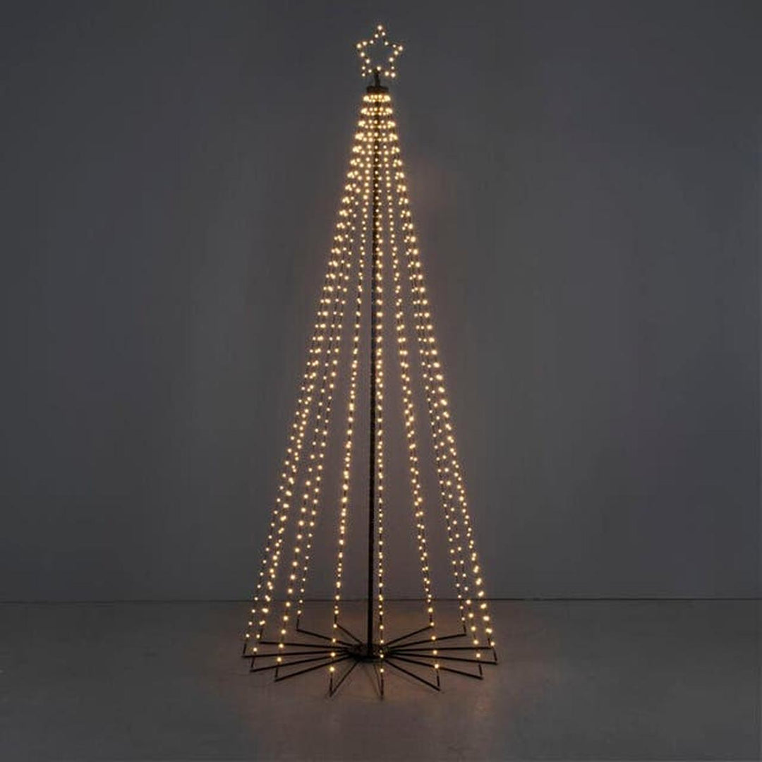 Juletre 240 cm i metall med toppstjerne og lys IP44 - Utendørs-Julebelysning dekor og pynt ute-Konstsmide-Svart-4795-800-Lightup.no