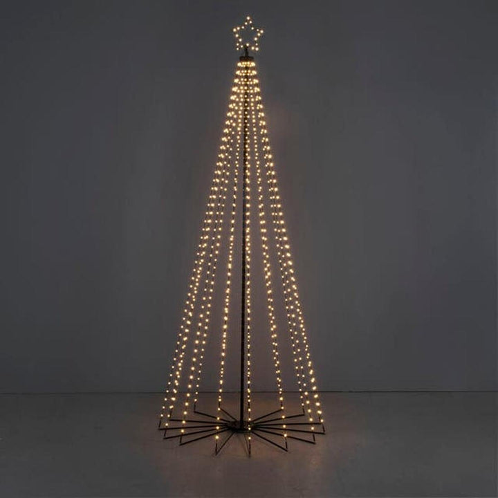 Juletre 240 cm i metall med toppstjerne og lys IP44 - Utendørs-Julebelysning dekor og pynt ute-Konstsmide-Svart-4795-800-Lightup.no