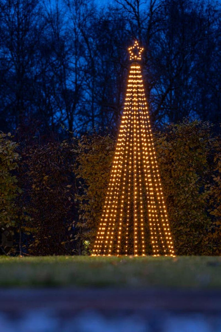 Juletre 240 cm i metall med toppstjerne og lys IP44 - Utendørs-Julebelysning dekor og pynt ute-Konstsmide-Svart-4795-800-Lightup.no