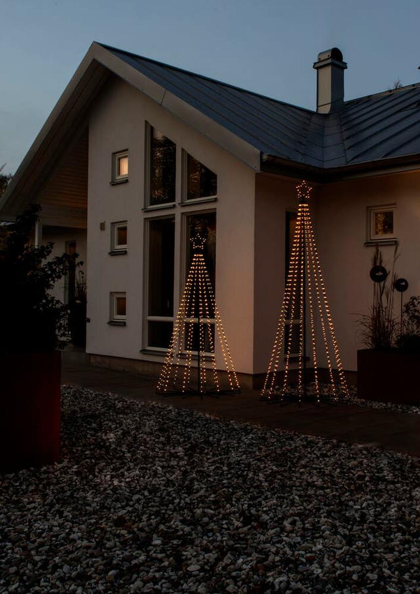 Juletre 240 cm i metall med toppstjerne og lys IP44 - Utendørs-Julebelysning dekor og pynt ute-Konstsmide-Svart-4795-800-Lightup.no