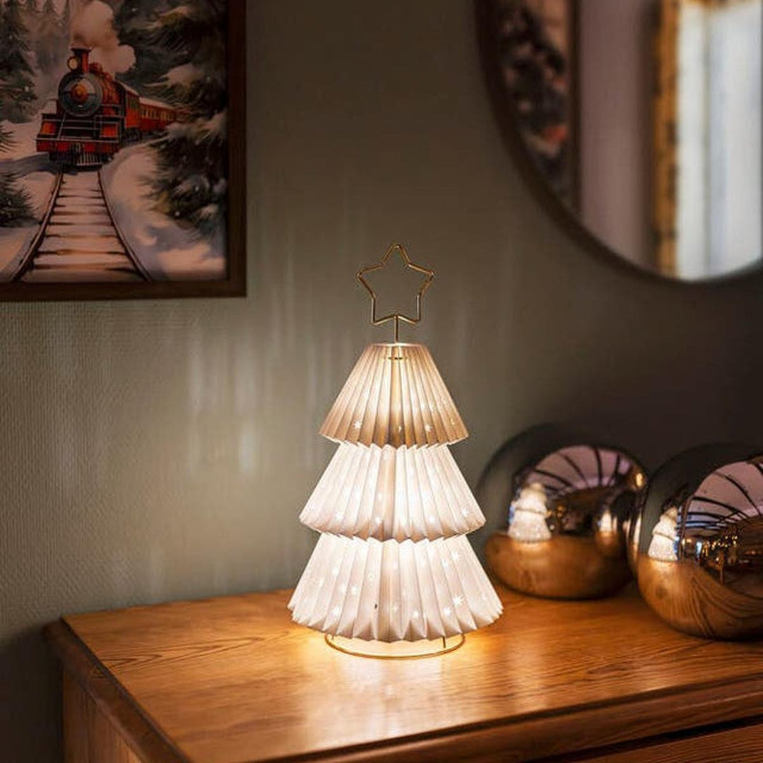 Juletre i papp med messing stjerne 36 cm-Julebelysning dekor og pynt-Konstsmide-Hvit-1858–202-Lightup.no