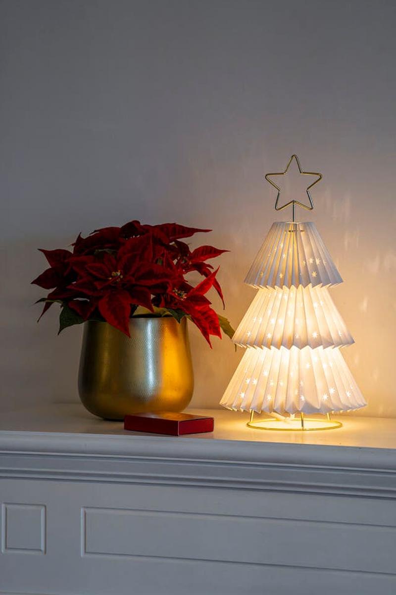Juletre i papp med messing stjerne 36 cm-Julebelysning dekor og pynt-Konstsmide-Hvit-1858–202-Lightup.no