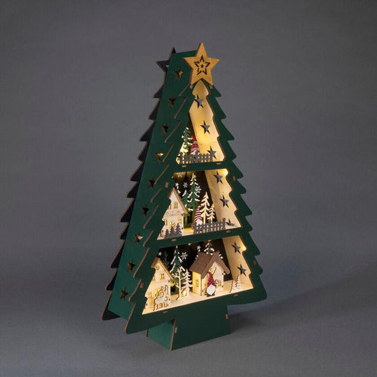 Juletre i tre med 10 LED og timer – 55 cm-Julebelysning dekor og pynt-Konstsmide-Grønn-3297-950-Lightup.no
