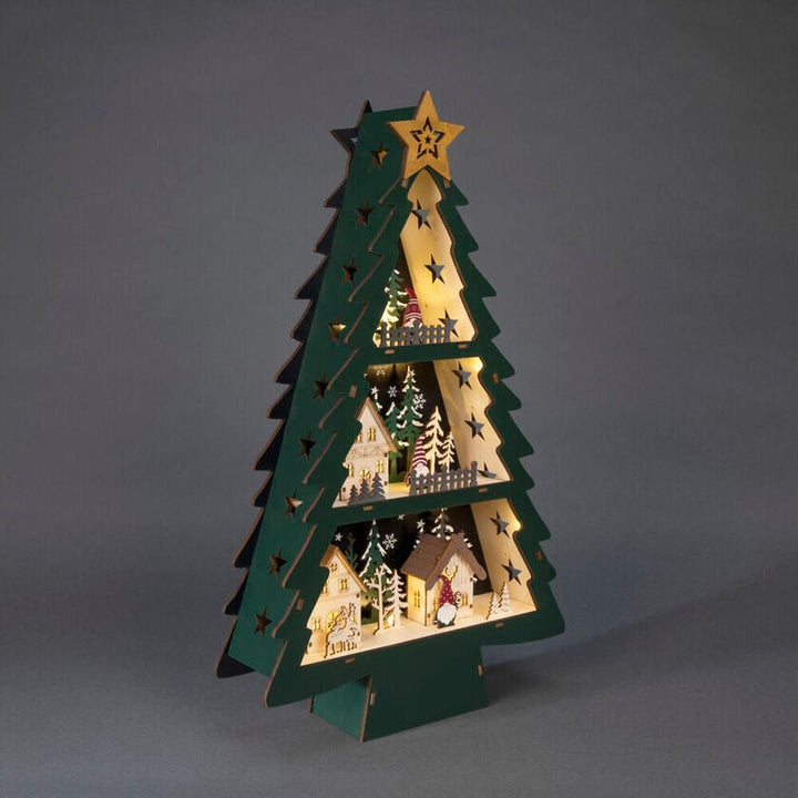 Juletre i tre med 10 LED og timer – 55 cm-Julebelysning dekor og pynt-Konstsmide-Grønn-3297-950-Lightup.no