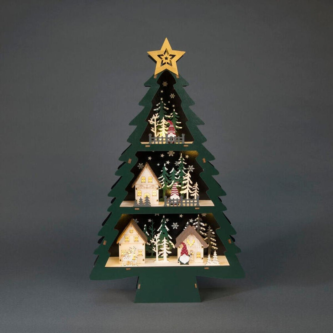 Juletre i tre med 10 LED og timer – 55 cm-Julebelysning dekor og pynt-Konstsmide-Grønn-3297-950-Lightup.no