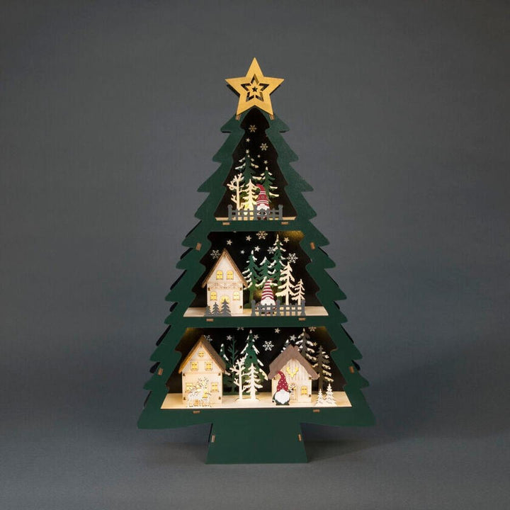 Juletre i tre med 10 LED og timer – 55 cm-Julebelysning dekor og pynt-Konstsmide-Grønn-3297-950-Lightup.no
