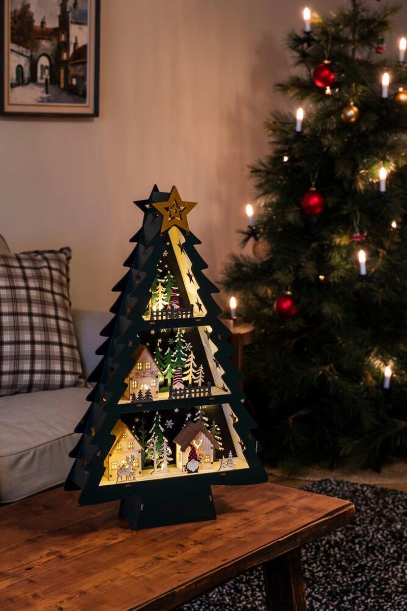 Juletre i tre med 10 LED og timer – 55 cm-Julebelysning dekor og pynt-Konstsmide-Grønn-3297-950-Lightup.no