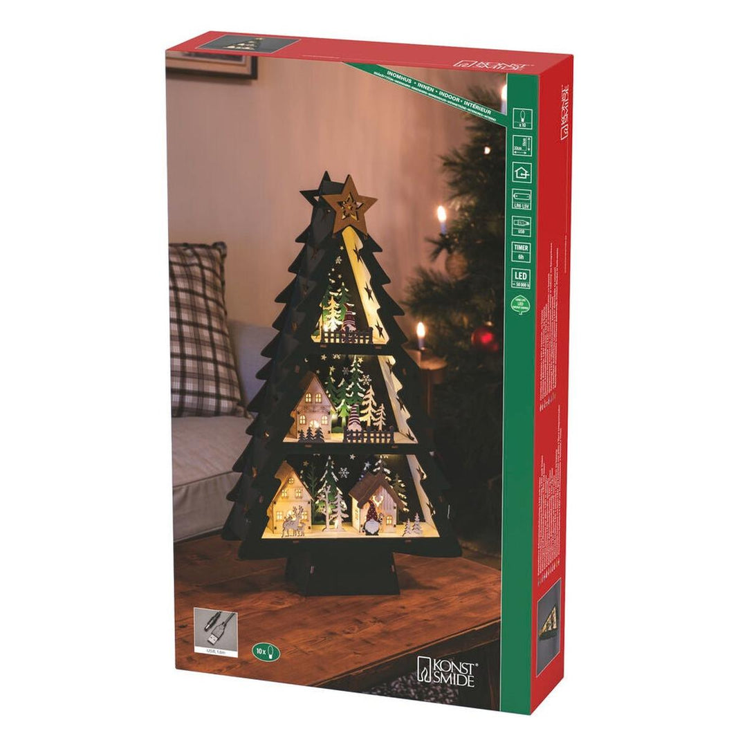 Juletre i tre med 10 LED og timer – 55 cm-Julebelysning dekor og pynt-Konstsmide-Grønn-3297-950-Lightup.no