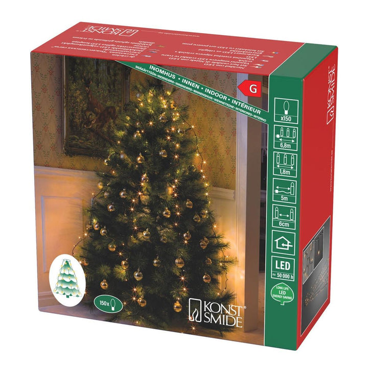 Juletrebelysning 150 LED – 180 cm – Amber-Julebelysning juletrelys og slynger-Konstsmide-Grønn-6360-820-Lightup.no