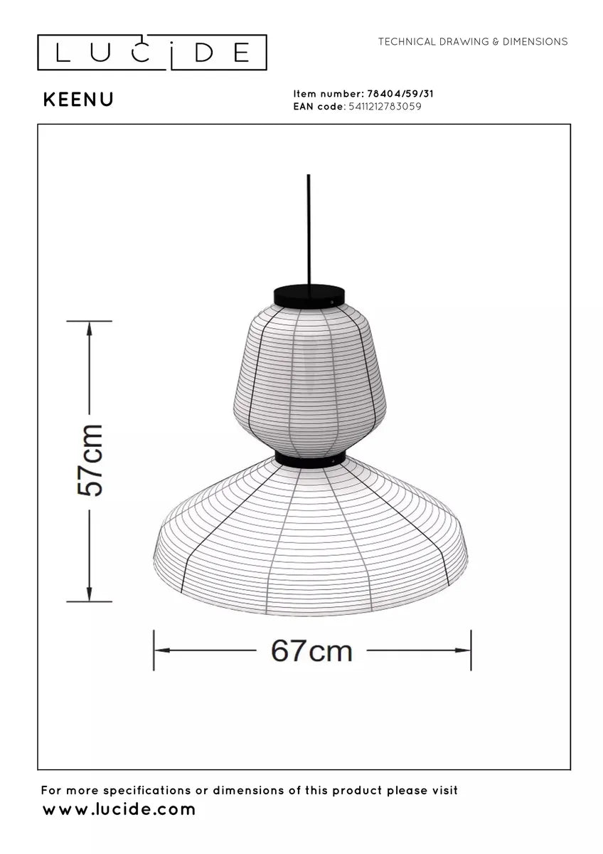 Keenu takpendel 67 cm-Takpendler-Lucide-Hvit-LC78404/59/31-Lightup.no