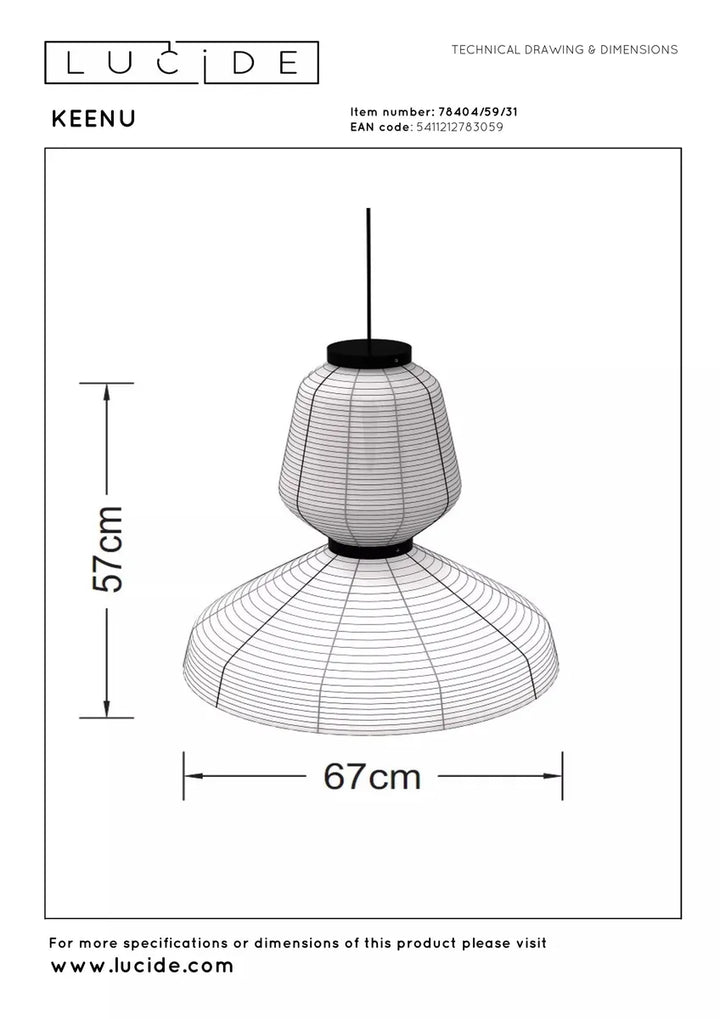 Keenu takpendel 67 cm-Takpendler-Lucide-Hvit-LC78404/59/31-Lightup.no