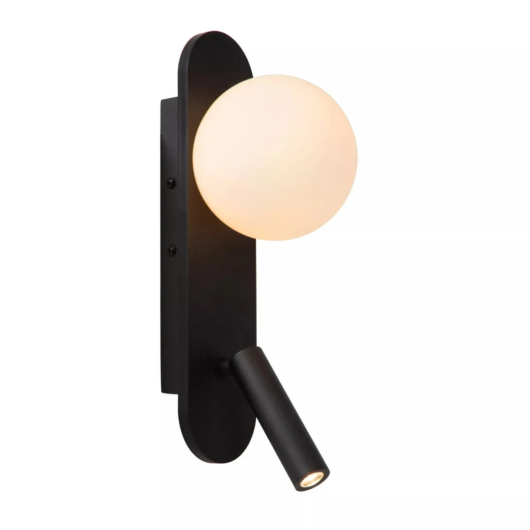 Kelly vegglampe med USB A,C og leselys-Vegglamper-Lucide-Svart / Hvit-LC77287/05/30-Lightup.no