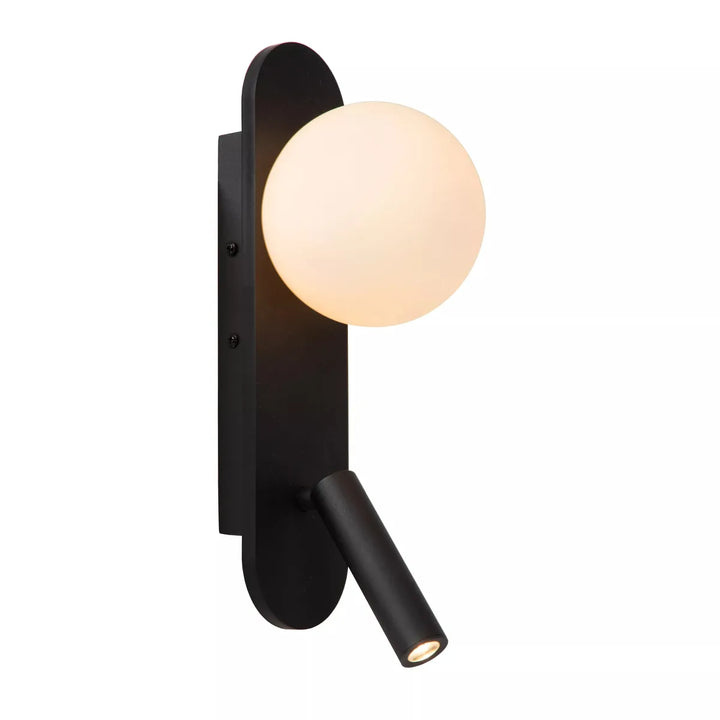 Kelly vegglampe med USB A,C og leselys-Vegglamper-Lucide-Svart / Hvit-LC77287/05/30-Lightup.no