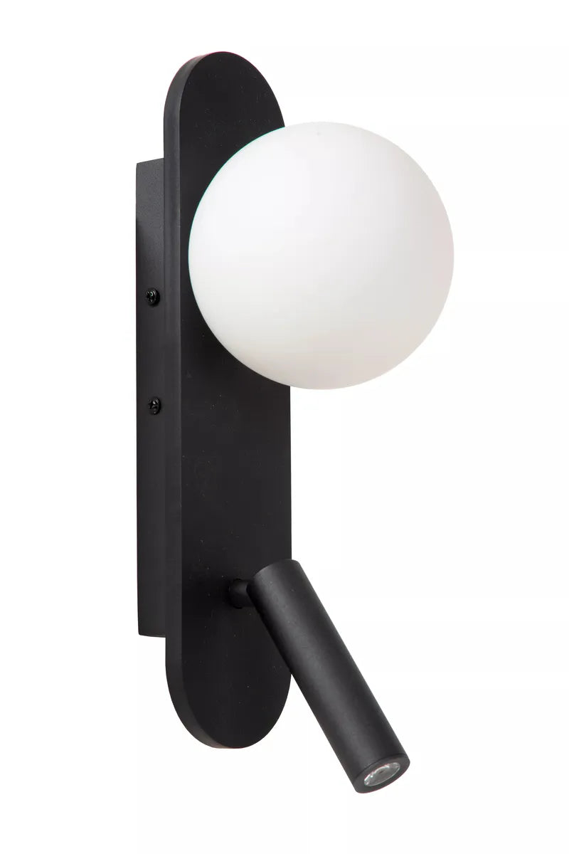 Kelly vegglampe med USB A,C og leselys-Vegglamper-Lucide-Svart / Hvit-LC77287/05/30-Lightup.no