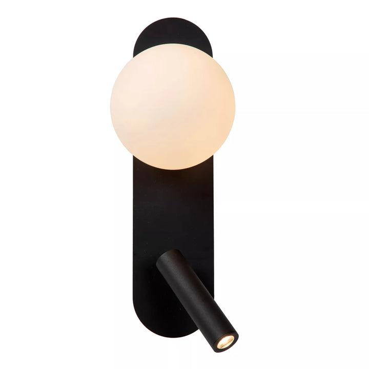 Kelly vegglampe med USB A,C og leselys-Vegglamper-Lucide-Svart / Hvit-LC77287/05/30-Lightup.no