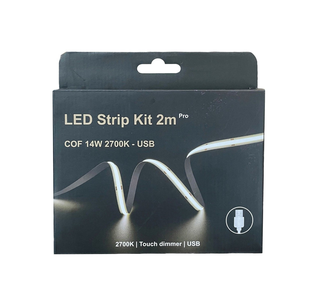 LED Strip kit 14W 2700 Kelvin med USB og dimmer - 2 meter-Lightstrip-NorDesign-Hvit-250102702-Lightup.no