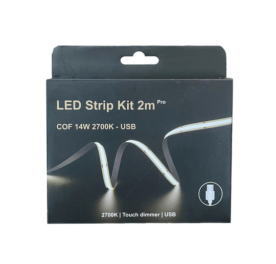 LED Strip kit 14W 2700 Kelvin med USB og dimmer - 2 meter-Lightstrip-NorDesign-Hvit-250102702-Lightup.no