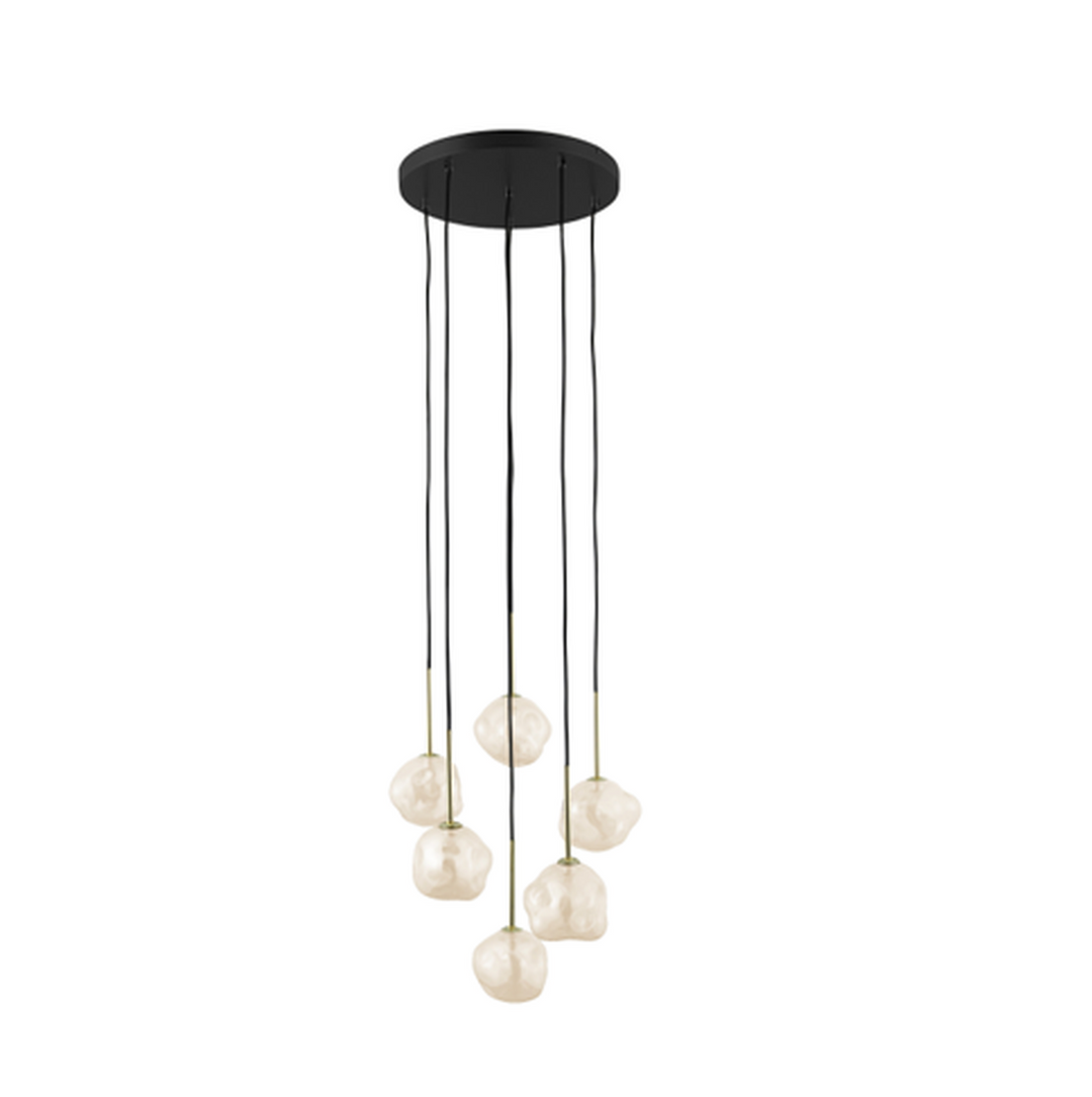 Lava Rondell takpendel 6-lys-Takpendler-TK Lighting-Svart / Gullfarget / Brun-TK-11394-Lightup.no