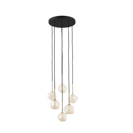 Lava Rondell takpendel 6-lys-Takpendler-TK Lighting-Svart / Gullfarget / Brun-TK-11394-Lightup.no