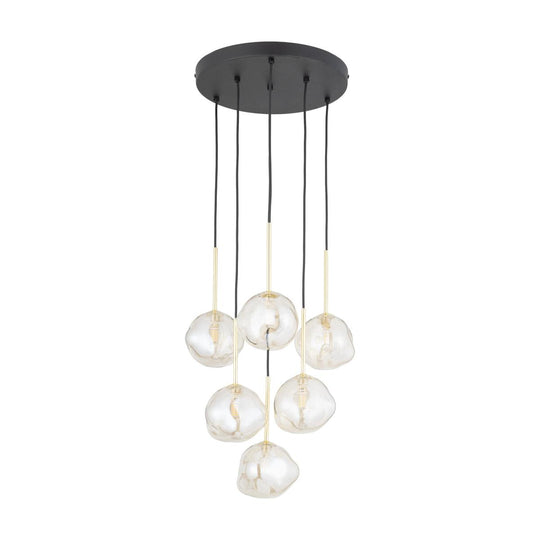 Lava Rondell takpendel 6-lys-Takpendler-TK Lighting-Svart / Gullfarget / Brun-TK-11394-Lightup.no