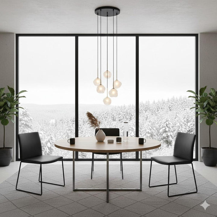 Lava Rondell takpendel 6-lys-Takpendler-TK Lighting-Svart / Gullfarget / Brun-TK-11394-Lightup.no