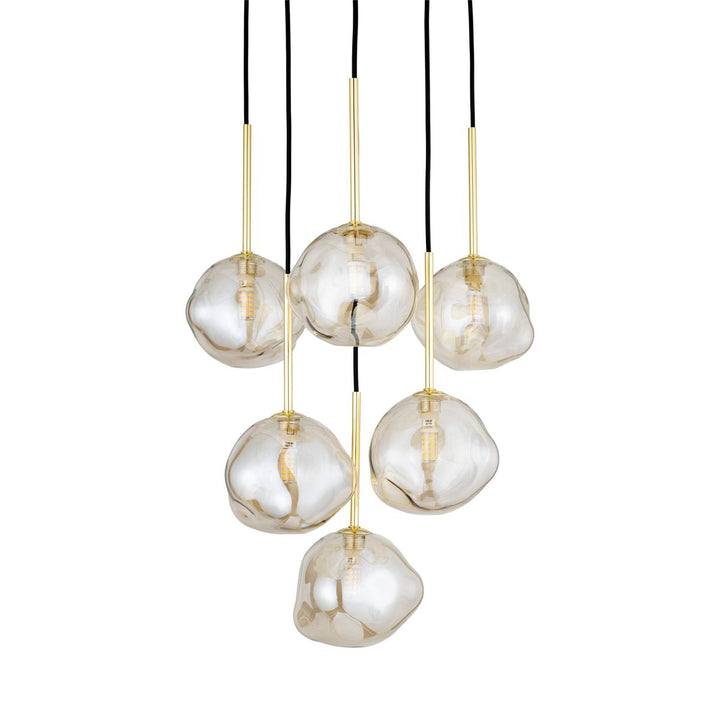 Lava Rondell takpendel 6-lys-Takpendler-TK Lighting-Svart / Gullfarget / Brun-TK-11394-Lightup.no