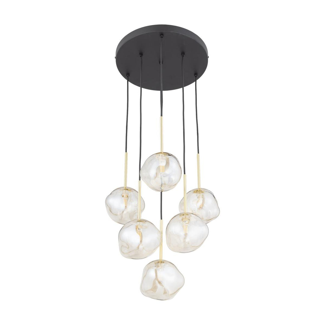 Lava Rondell takpendel 6-lys-Takpendler-TK Lighting-Svart / Gullfarget / Brun-TK-11394-Lightup.no