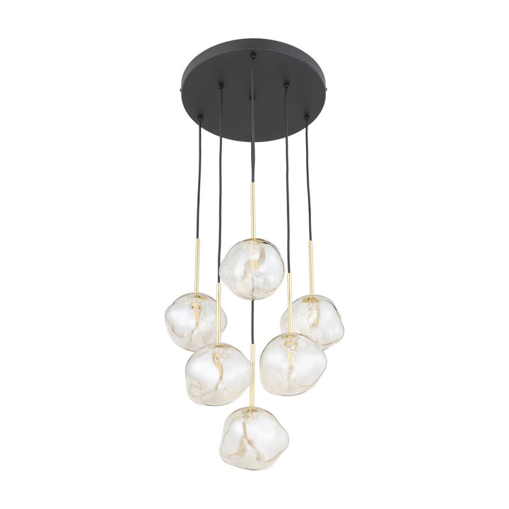 Lava Rondell takpendel 6-lys-Takpendler-TK Lighting-Svart / Gullfarget / Brun-TK-11394-Lightup.no