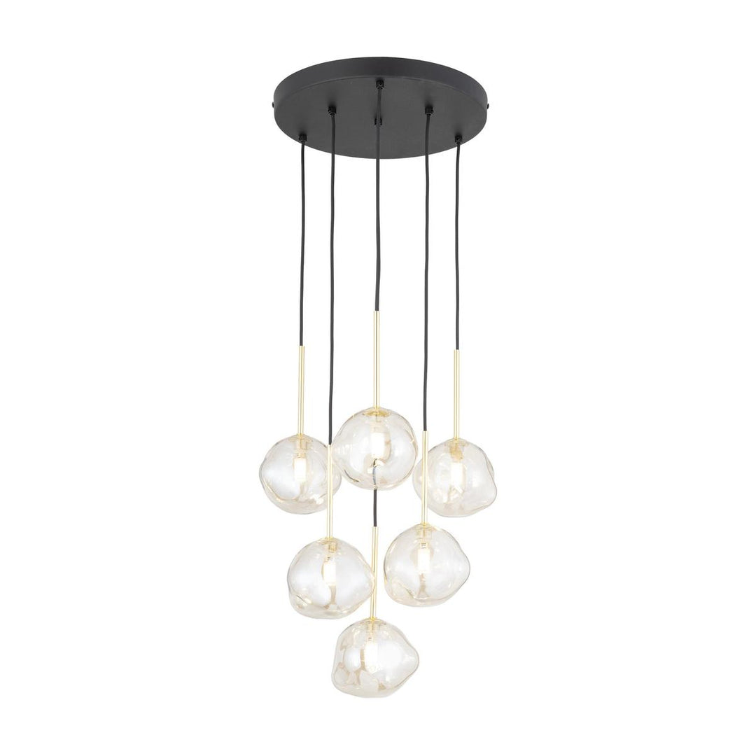 Lava Rondell takpendel 6-lys-Takpendler-TK Lighting-Svart / Gullfarget / Brun-TK-11394-Lightup.no