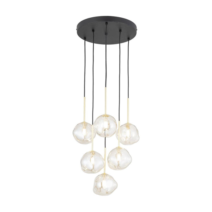 Lava Rondell takpendel 6-lys-Takpendler-TK Lighting-Svart / Gullfarget / Brun-TK-11394-Lightup.no