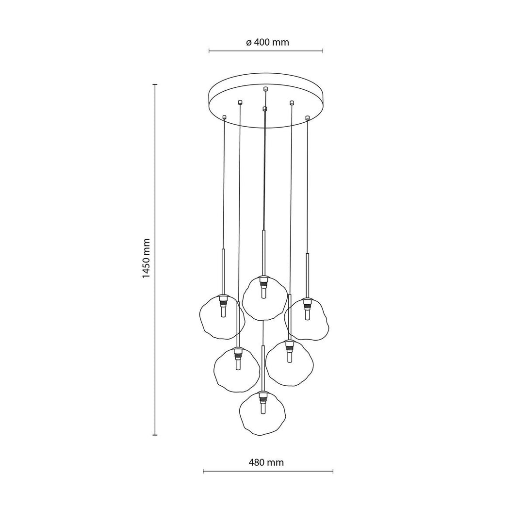 Lava Rondell takpendel 6-lys-Takpendler-TK Lighting-Svart / Gullfarget / Brun-TK-11394-Lightup.no