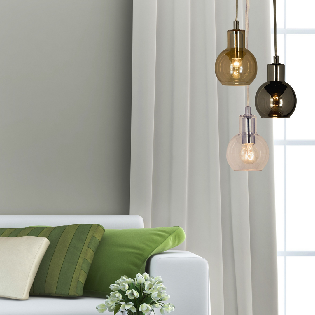 Leah vinduspendel 4 meter ledning m/stikkontakt-Takpendler-Aneta Lighting-Krom / Amber-65664-41-Lightup.no