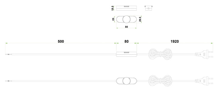 Ledningsdimmer 2,5 meter med støpsel-Elektro tilbehør lamper-NorDesign-Svart-440520105-Lightup.no