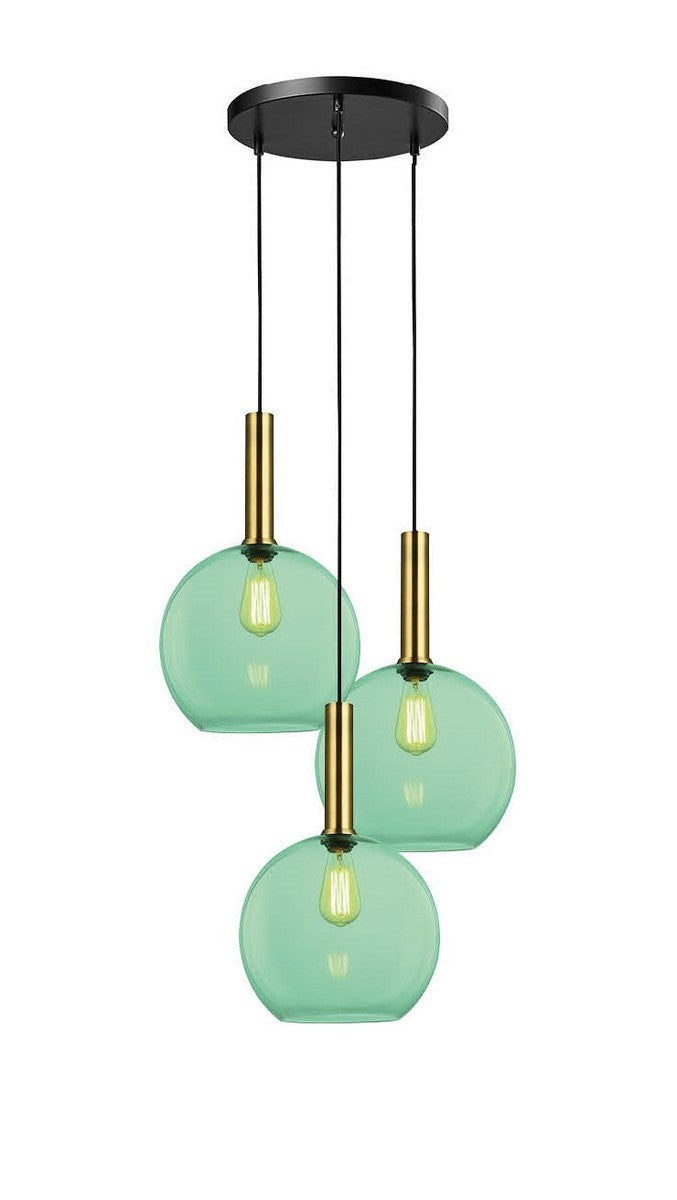 Less rondell takpendel 3 lys - Large-Takpendler-NorDesign-Messing / Grønn-691300305+371303003+361303031-Lightup.no