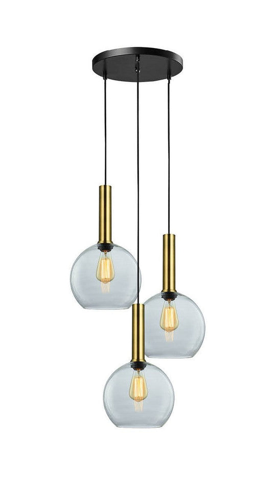 Less rondell takpendel 3 lys - Medium-Takpendler-NorDesign-Messing / Klar-691300305+371303003+361302513-Lightup.no