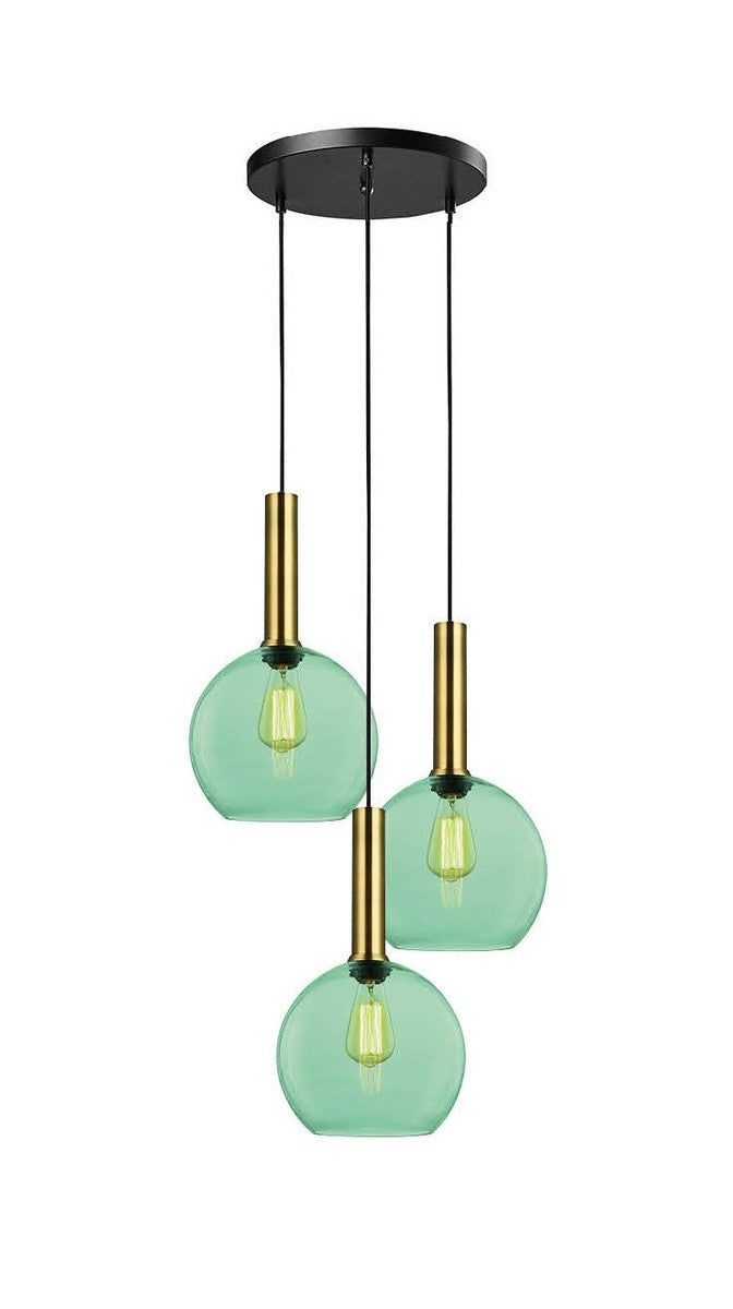 Less rondell takpendel 3 lys - Medium-Takpendler-NorDesign-Messing / Grønn-691300305+371303003+361302531-Lightup.no