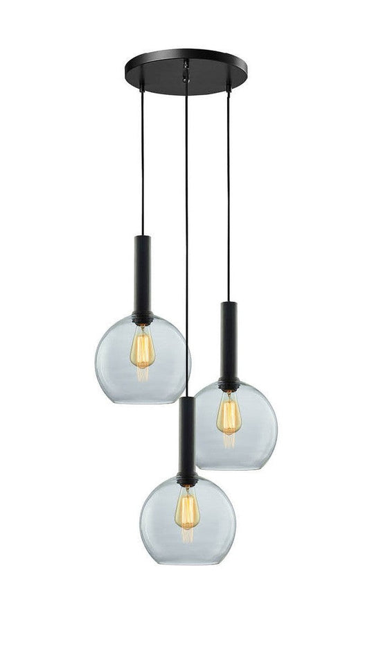 Less rondell takpendel 3 lys - Medium-Takpendler-NorDesign-Svart / Klar-691300305+371303005+361302513-Lightup.no