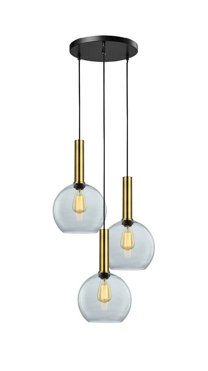 Less rondell takpendel 3 lys - Medium-Takpendler-NorDesign-Svart / Klar-691300305+371303005+361302513-Lightup.no