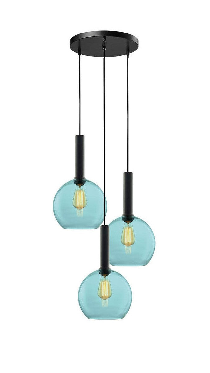 Less rondell takpendel 3 lys - Medium-Takpendler-NorDesign-Svart / Blå-691300305+371303005+361302514-Lightup.no
