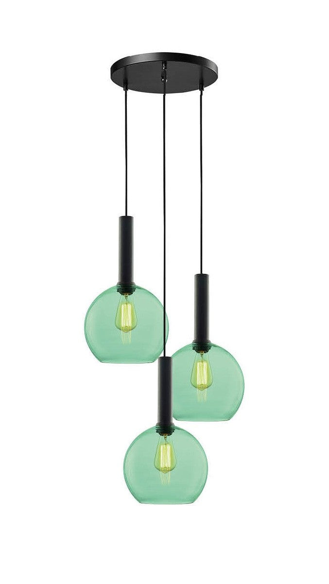 Less rondell takpendel 3 lys - Medium-Takpendler-NorDesign-Svart / Grønn-691300305+371303005+361302531-Lightup.no