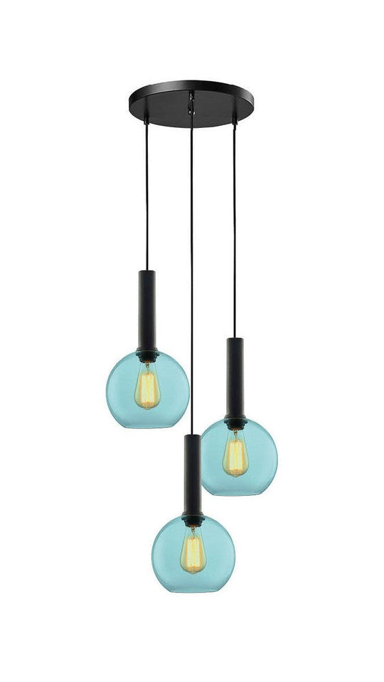 Less rondell takpendel 3 lys - Small-Takpendler-NorDesign-Svart / Blå-691300305+371303005+361302014-Lightup.no