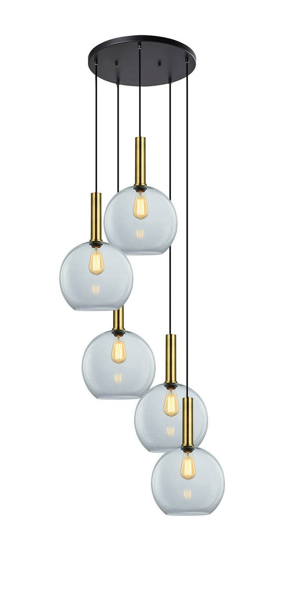 Less rondell takpendel 5 lys - Large-Takpendler-NorDesign-Messing / Klar-691300505+371303003+361303013-Lightup.no