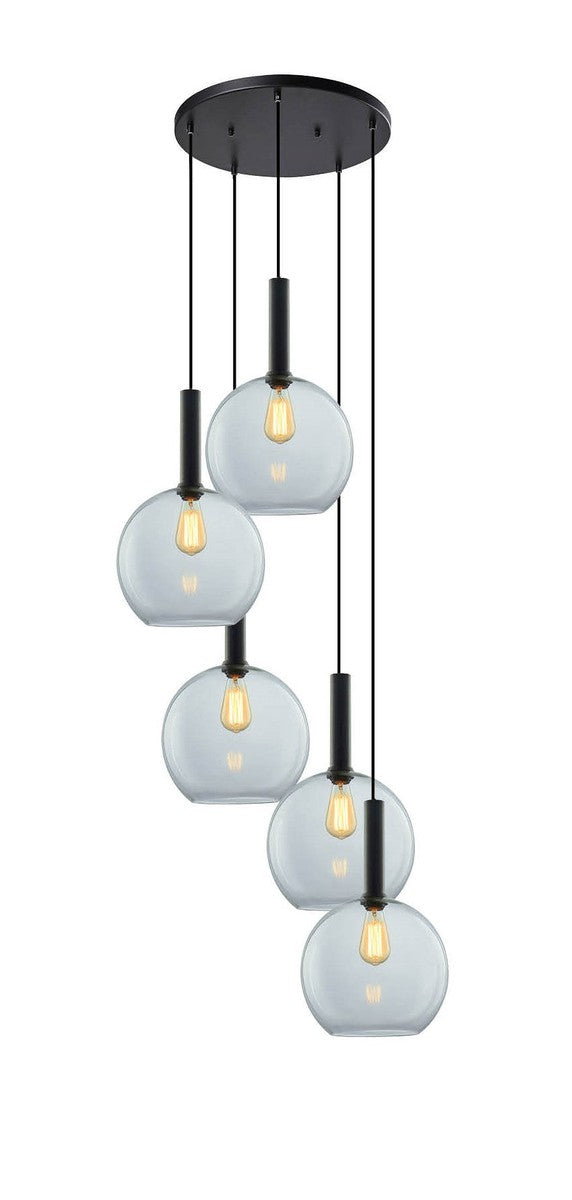Less rondell takpendel 5 lys - Large-Takpendler-NorDesign-Svart / Klar-691300505+371303005+361303013-Lightup.no