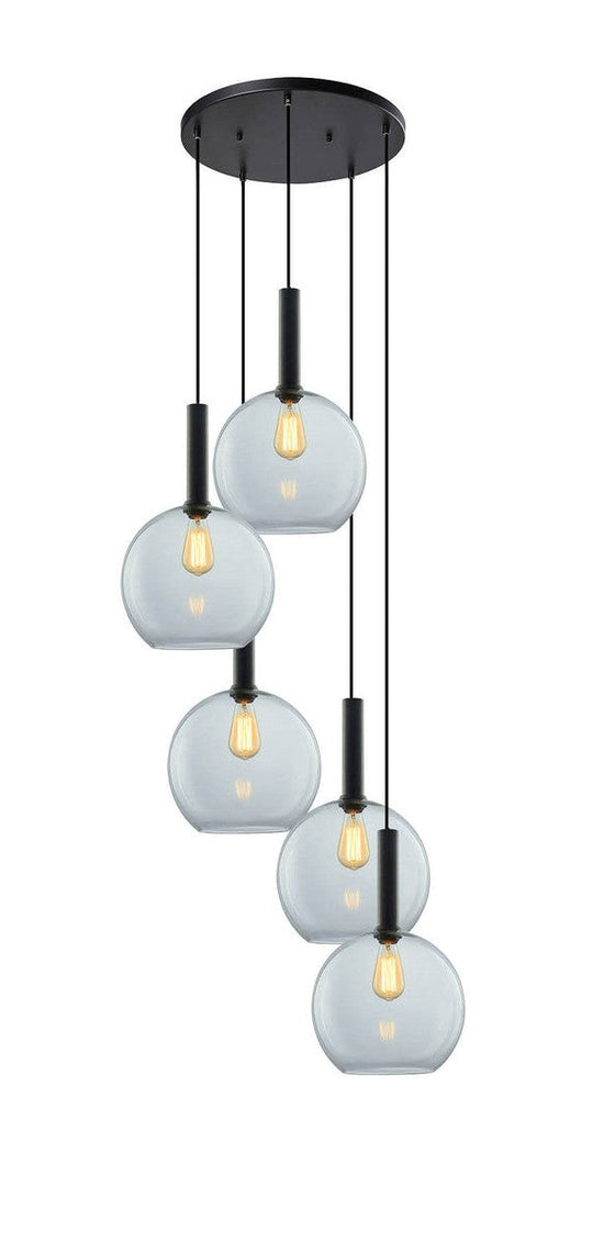 Less rondell takpendel 5 lys - Large-Takpendler-NorDesign-Svart / Klar-691300505+371303005+361303013-Lightup.no