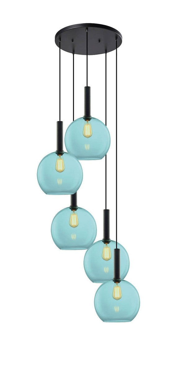 Less rondell takpendel 5 lys - Large-Takpendler-NorDesign-Svart / Blå-691300505+371303005+361303014-Lightup.no