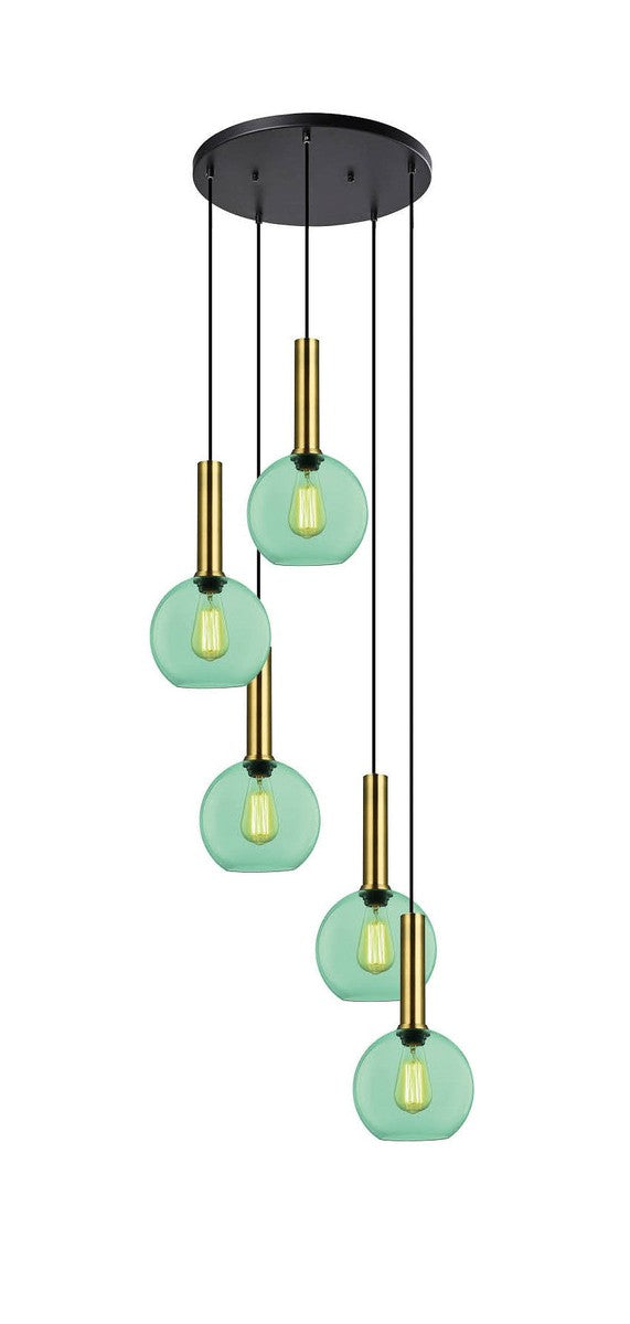 Less rondell takpendel 5 lys - Small-Takpendler-NorDesign-Svart / Klar-691300505+371303005+361302013-Lightup.no